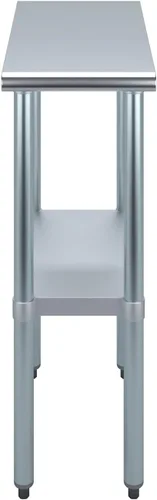 Vista 2 de Mesa de preparación de acero inoxidable de 24 x 12 pulgadas, mesa de trabajo resistente certificada NSF para uso doméstico y comercial, estante