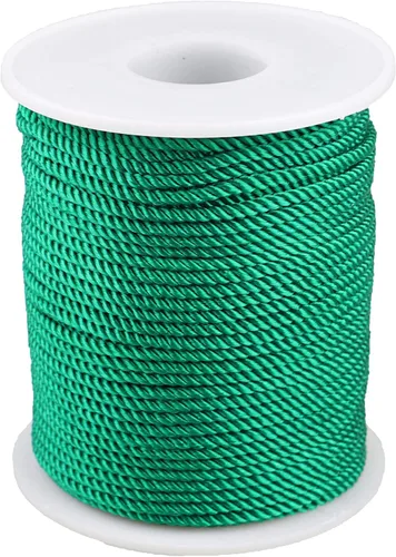 Vista 13 de Cuerda de nailon trenzado de 3 capas para jardinería, manualidades, fabricación de pulseras (0.059 in-164 pies, verde militar)