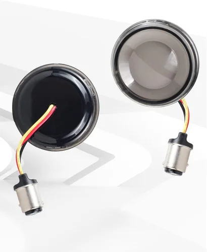 Vista 5 de QUASCO 1157 Señales de giro LED delanteras y traseras de 2 pulgadas, luz de señal de giro de bala integrada lente ahumada compatible con Harley