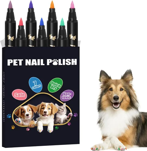 7 colores de esmalte de uñas de perro de secado rápido, esmalte de uñas seguro para mascotas, fácil de aplicar, no tóxico, uñas para perros y