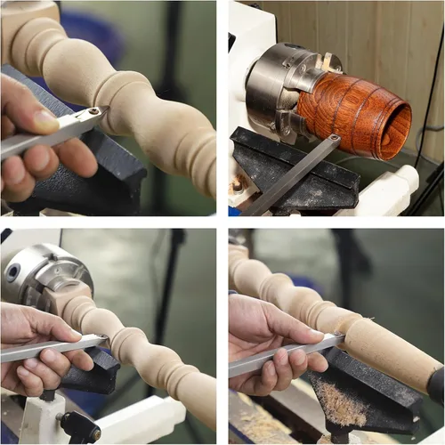 Vista 5 de Kit de herramientas de torneado para torno de madera con punta de carburo de tamaño completo de 18.3", herramienta de desbaste y acabado de torno