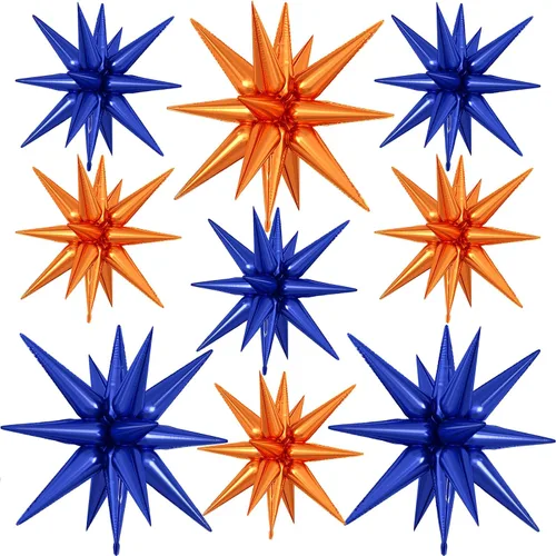 Vista 38 de 9 piezas de globos de estrella beige, grandes globos de papel de aluminio en forma de estrella en explosión, globos de Mylar en punta color crema