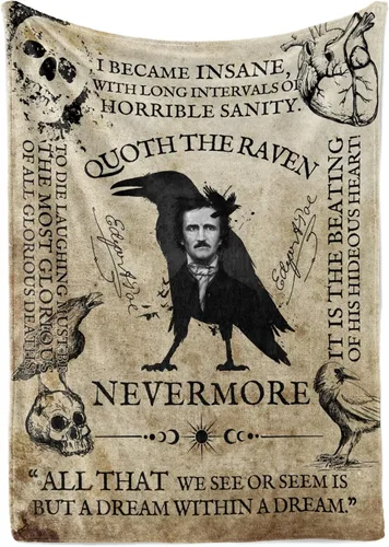 Edgar Allan Poe - Regalos para hombres, mujeres para Navidad, cumpleaños, manta para Navidad, cumpleaños, 50 x 65 pulgadas