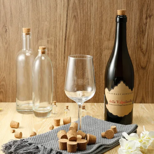 Vista 3 de Jetec Paquete de 100 tapones de corcho surtidos para botellas de vino, tapones de corcho de 10 tamaños de repuesto de madera cónica para botes