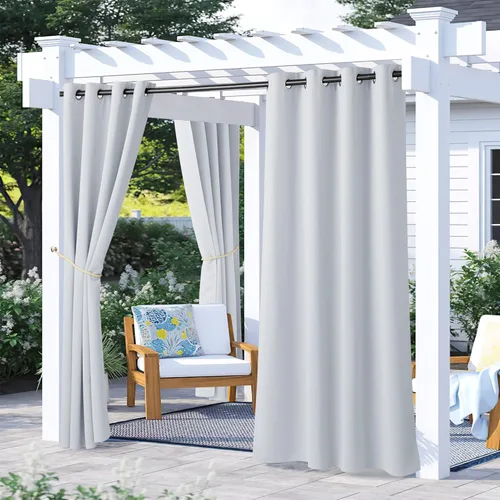 Vista 164 de NICETOWN Cortinas para Exteriores para Patio Impermeables de 84 pulgadas de Largo 2 Paneles, Cortinas de Privacidad para Exteriores con Aislamiento