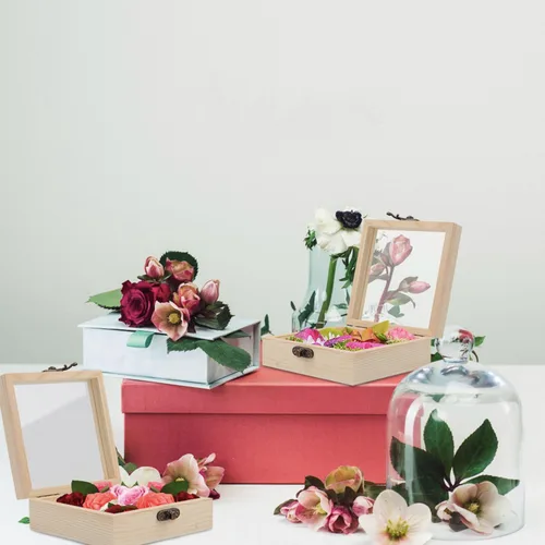 Vista 2 de Caja de madera, paquete de 2 cajas de regalo de madera hecha a mano, cajas de madera de pino sin terminar, caja de almacenamiento de madera, caja