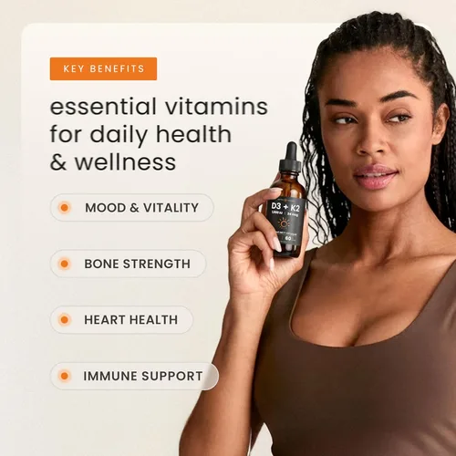 Vista 5 de NutraChamps Gotas de vitamina D3 K2, vitamina líquida D3 5000 UI y K2 D3 con MK7, gotas de vitamina D para niños, huesos, salud cardíaca e