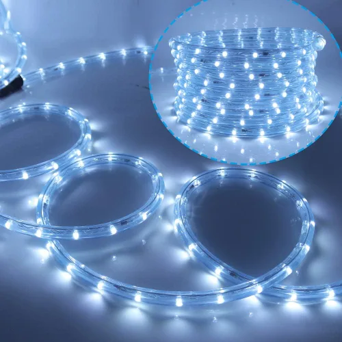 Vista 3 de Cuerda de luces LED, tira de luces LED de 1/2 pulgada, 6500 K, luz blanca, 3.3 pies/3.3 ft CA 110-130 V resistente al agua con 8 modos