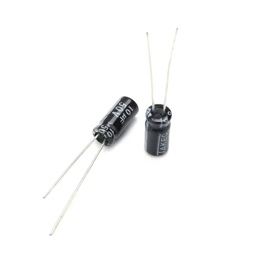 Vista 4 de 50 condensadores electrolíticos radiales de aluminio (20.118 in) 10uF / 50 V para bricolaje