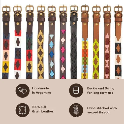 Vista 5 de GauchoLife Collar de perro polo de cuero cosido a mano (mediano, Aconcagua)