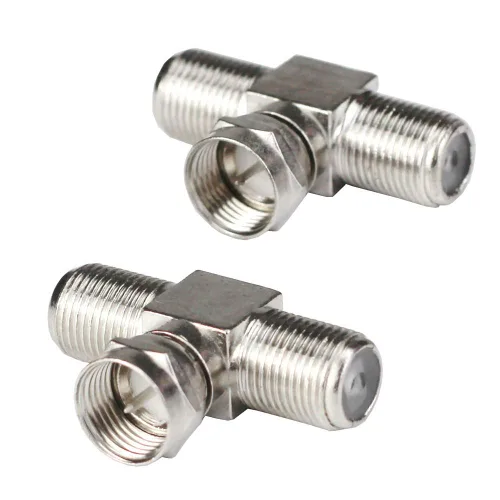 F-Type RG6 Divisor de cable coaxial Combiner Adaptador Conector para TV Video Antena Cable Satélite (2 unidades, 3 vías Tipo F macho a 2 hembra)