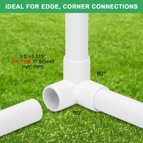 Vista 3 de Paquete de 12 accesorios de PVC de 3 vías de 1 pulgada de grado SCH40 para muebles, conector de tubería de PVC de 3 vías para estante de jardín