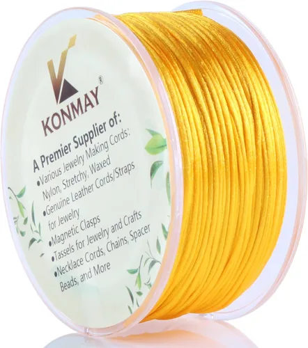 Vista 74 de KONMAY - Cuerda de nailon satinado de seda, 45.72 metros, 0.8mm cola de rata, para nudos chinos, Kumihimo, abalorios, macramé, joyería, Verde manzana