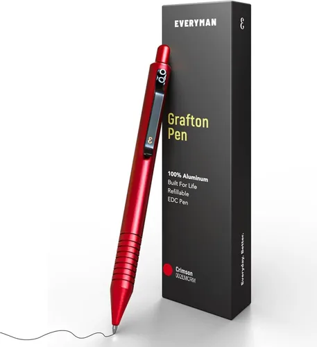 Vista 22 de Everyman Grafton Gunmetal Mini Click Recargable de 0.7mm con Bolígrafo de Gel Bolígrafo Compacto de Aluminio con Empuñadura Ranurada Profunda