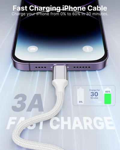 Vista 11 de Cable USB C a Lightning de 10 pies [certificado Apple MFi] Cargador rápido para iPhone USB C, suministro de energía, tipo C a Lightning, cable