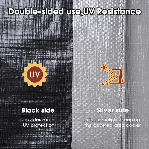 Vista 5 de Yescom Lona de Polietileno Reforzada de Servicio Pesado de 16 x 20 pies, 14 mil, Lona Impermeable Reversible, Cubierta de Lámina para Suelo, Lonas