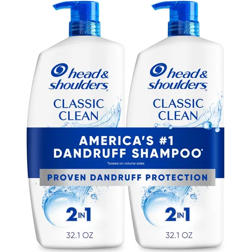 Head & Shoulders Champú y acondicionador anticaspa Classic Clean 2 en 1, paquete doble, 1% de piritiona de zinc, control de escamas, cuidado del