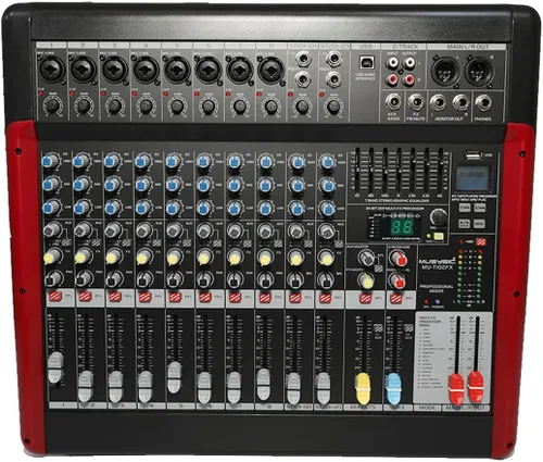 Vista 8 de MUSYSIC Tablero mezclador de audio profesional de 10 canales con efectos DSP duales de 24 bits, interfaz USB, grabadora Bluetooth/MP3 y ecualizador