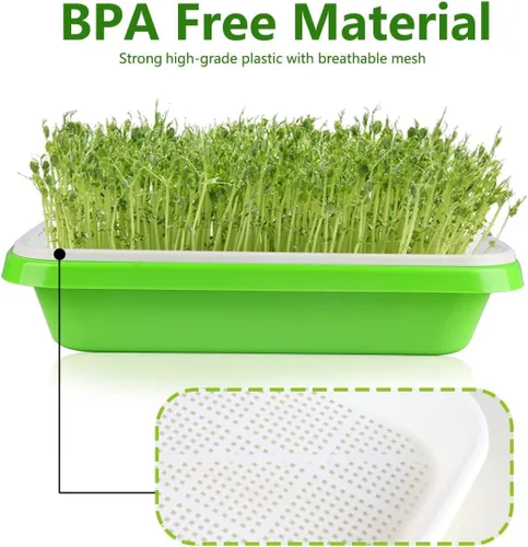 Vista 3 de Bandeja de germinación de semillas, 5 paquetes de bandejas de cultivo de microverdes, kit de cultivo de brotes de gran capacidad, bandeja