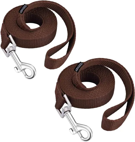 Vista 12 de AMAGOOD 6 pies de correas para cachorros/perros, correa de estilo tradicional resistente con gancho de cuello fácil de usar, correa para perros Negro