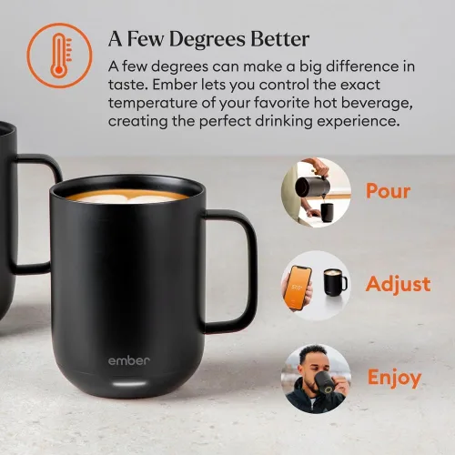 Vista 5 de Taza inteligente Ember 2 de control de temperatura, 10 oz, taza de café con calefacción controlada por aplicación con 80 minutos de duración