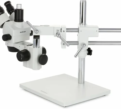 Vista 7 de AmScope: microscopio Simul-Focal con zoom estereoscópico de 3.5X-90X, con soporte de brazo, anillo de luz LED de 144 y cámara USB3 de 10 MP