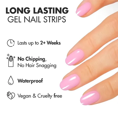 Vista 6 de Semi Cured Gel Nail Strips - 20 Pcs. Salon-Quality Nail Wraps for Women - Works with Any UV Lamp, Long Lasting, Easy to Apply and Remove Gel Nails