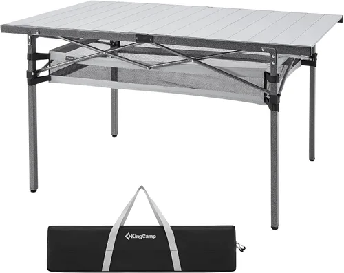 Vista 17 de KingCamp Mesa de Campamento Enrollable de Aluminio Plegable, Ligera, Grande, Portátil, Mesa de Campamento Plegable para Picnic, Camping, Barbacoa