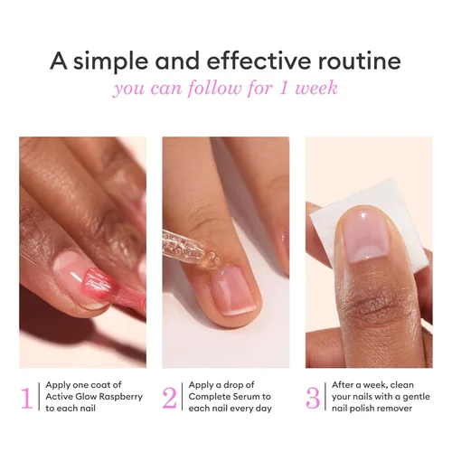 Vista 6 de Manucurist Healthy Glow Duo - Active Glow Raspberry (rosa) Cuidado del esmalte de uñas reparador y suero completo de uñas y cutículas, esmalte