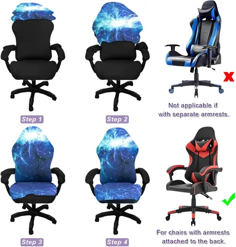 Vista 6 de Fundas para sillas de juegos, impresión 3D, de una pieza, ajuste universal, funda de asiento para silla de juegos con reposabrazos y funda estilo 4