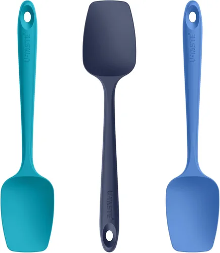 Vista 13 de U-Taste Juego de espátulas de silicona para cucharas: 480ºF resistente al calor de grado alimenticio flexible de goma flexible, antiadherente