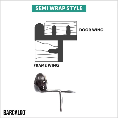 Vista 4 de Barcaloo Bisagras de cierre automático para gabinete, color negro, paquete de 20, superposición de 1/2 pulgada, marco de 3/4 pulgadas, semi