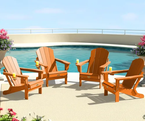 Vista 73 de SERWALL Silla Adirondack plegable resistente a la intemperie, sillas de patio al aire libre, sillas Adirondack pintadas, juego de 2, color azul Aruba