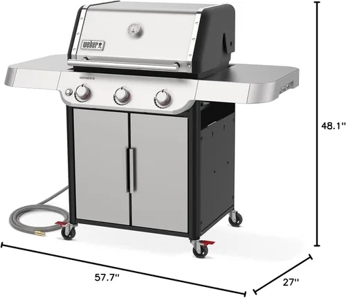 Vista 9 de Weber Genesis S-315 Parrilla de gas natural para asar al aire libre, 3 quemadores, acero inoxidable
