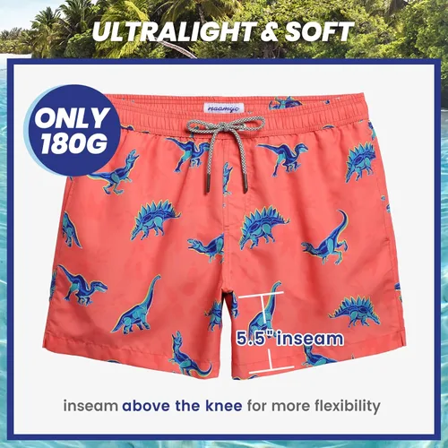 Vista 6 de maamgic Mens Swim Trunks 5" Quick Dry Beach Shorts Bathing Suits with Mesh Lining Pockets
