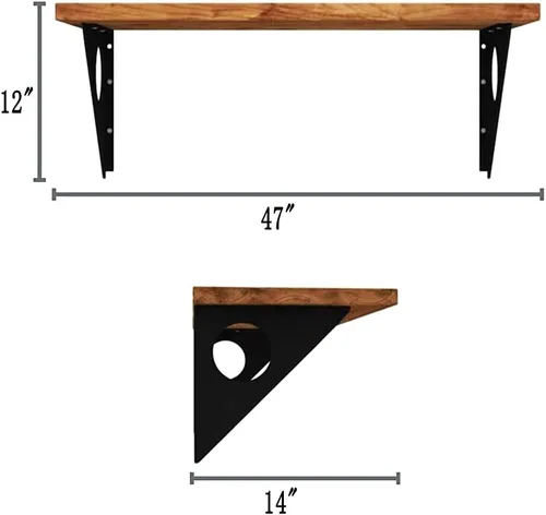 Vista 12 de Mesa rústica industrial para montar en la pared, escritorio de mesa de comedor, mesas de bar de madera de pino para montar en la pared