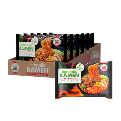 Lemonilo Ramen - Fire Chow Mein - Ramen instantáneo saludable - Hecho con ingredientes totalmente naturales - Kit de comida rápida (2.99 onzas) -