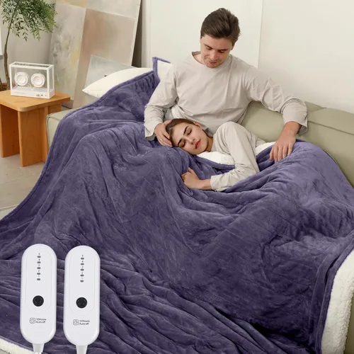 Vista 38 de ESTINGO Manta eléctrica calefactora, manta eléctrica extremadamente suave con apagado automático de 4 horas y 5 niveles de calefacción, manta