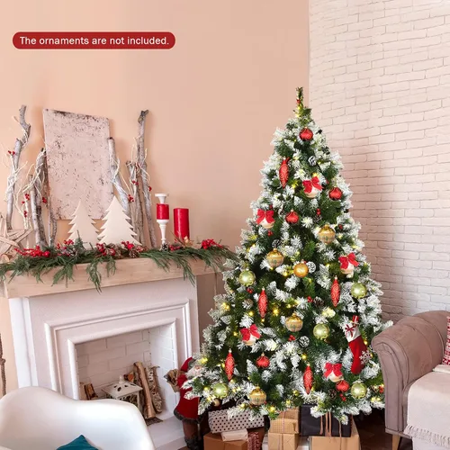Vista 4 de Happygrill Árbol de Navidad preiluminado de 6 pies con 250 luces LED blancas cálidas y 818 puntas de PVC, 8 modos de iluminación, árbol artificial