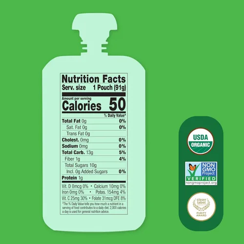 Vista 3 de Once Upon a Farm Mezcla de inmunidad de espirulina de plátano y mango orgánico, bolsa de 3.2 onzas