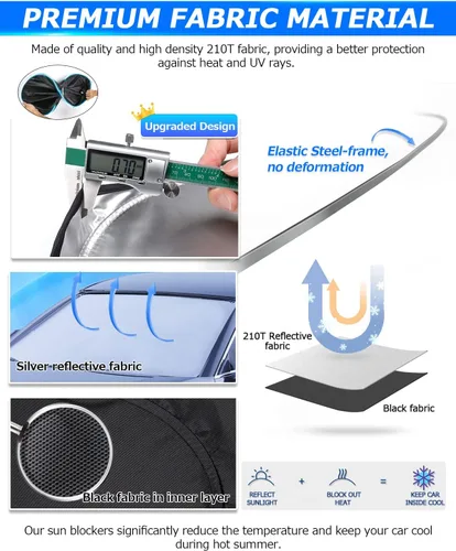 Vista 5 de Karltys 3 parasoles para parabrisas para Chevy Suburban 2015-2020, cubierta de parasol para ventana delantera y lateral, ajuste personalizado