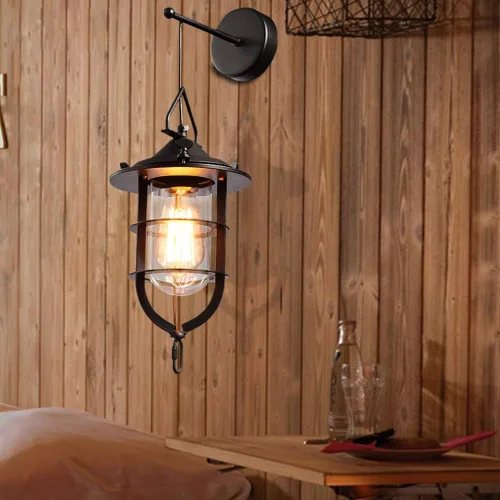 Vista 3 de Lámpara de pared interior retro industrial viento lámpara de pared loft personalidad creativa arte pared barra café estudio hierro forjado E27