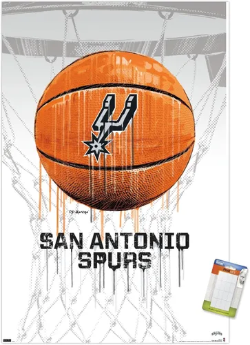 Vista 10 de Trends International NBA San Antonio Spurs - Póster de pared Drip Basketball 21, 22.375 x 34 pulgadas, versión premium sin marco