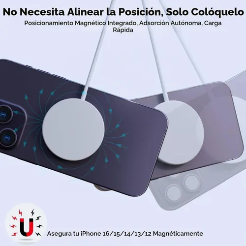 Vista 4 de Cargador inalámbrico magnético de 10 pies Apple Fast Mag-Safe, con 15 W USB C de carga rápida PD bloque para iPhone 16/16 Plus/16 Pro/Pro Max/iPhone