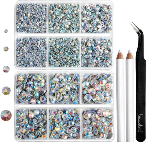 Vista 12 de 6736 piezas de diamantes de imitación termoadhesivos con parte trasera plana, diamantes de imitación AB transparentes para manualidades y ropa, 5