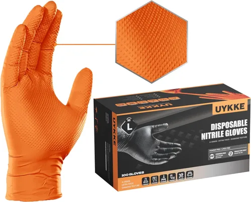 Vista 9 de Guantes de nitrilo de 10 mil gruesos, guantes desechables industriales con textura de diamante, guante mecánico resistente, sin látex