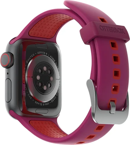 Vista 4 de OtterBox Correa para todo el día para Apple Watch de 1.496 in/1.575 in/1.614 in - Pulse Check (rosa baya/rojo)