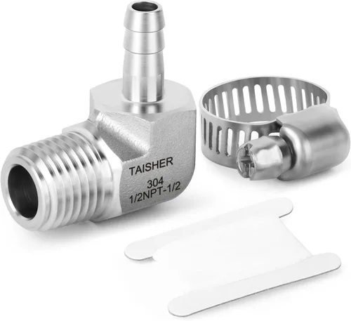 Vista 83 de TAISHER 1 PIEZA Accesorio de Manguera Codo de Acero Inoxidable 304 de 90 Grados - Púa de 1" x Púa de 1" para Combustible/Aire/Líquido/Gas con 2