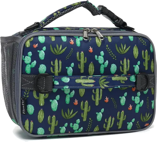 Vista 31 de Flowfly - Lonchera para niños, bolsa escolar aislada duradera con correa de hombro y soporte para botellas, minihielera térmica resistente al agua