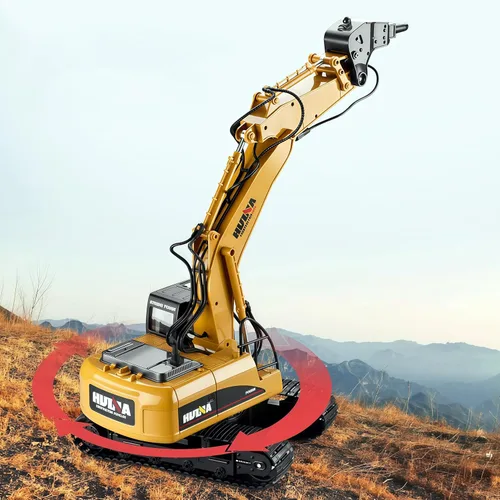 Vista 3 de Gemini&Genius Juguetes de excavadora de taladro para niños, juguete de vehículo de construcción resistente, excavadora de martillos a escala 1:50